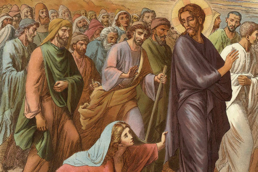 jesus woman touches him